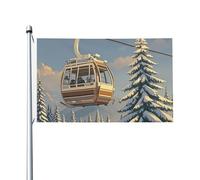 Bandiera 90 x 152 cm Double Sided Banner Decorazione Bandiera Esterna Ski Lift Con Bandiere di Abete 200D Pesante Giardino Bandiere in Ottone Occhielli in Tela Intestazione Esterno Cortile Banner per