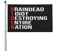 Bandiera 90x150cm, Braindead Idiot Destroying Entire Nation Bandiera Pirata Resistente Alle Intemperie Striscione All'Aperto, Per Giardino, Celebrazioni, Eventi