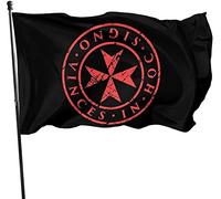 Bandiera 90x150cm, Croce Di Malta Dei Cavalieri Templari Bandiera Pirata Tessuto Da Esterno Decorazione Striscione All'Aperto, Per Balcone, Feste Estive