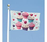 Bandiera 90X150cm, Cupcake Candy Hearts Sweet Colori Vivaci Bandiere da giardino Doppia Cucitura Bandierine della Decorazione per Interno Esterno Bar