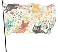 Bandiera 90x150cm, Cute Seamless Funny Cats Hearts Bandiera Della Brezza Prova Di Sbiadimento Striscione All'Aperto, Per Feste Estive, Balcone, Feste Strada