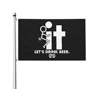 Bandiera 90X150cm, Fuck It Let's Drink Beer Resistente alle Intemperie Bandiere Decorative Bandierine della Decorazione per Giardino Conferenza All'aperto