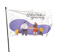 Bandiera 90x150cm, Happy Thanksgiving Family Person Maple Leaves Falling Love Bandiera Di Benvenuto Tessuto Da Esterno Striscione All'Aperto, Per Celebrazioni, Balcone, Eventi