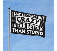 Bandiera 90X150cm, I May Be Crazy But Crazy Is Far Better Than Stupid Rinforzo Bandiere da giardino Resistente alle Intemperie Striscioni di Bunting per Giardino Bar Celebrazione