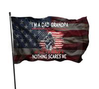 Bandiera 90X150Cm I'M A Dad Grandpa And A Veteran Nothing Scares Me Rinforzo Celebrazione Flag Resistente Alle Intemperie Bandierine Della Decorazione Per Balcone,All'Aperto