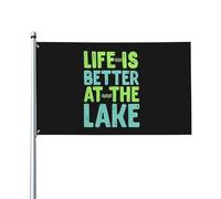 Bandiera 90X150cm, Life is Better at The Lake Durevole Bandiere da giardino Rinforzo Bandierine per Esterno All'aperto Parata
