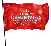 Bandiera 90x150cm, Merry Christmas And Happy New Year Red Background Stagione Bandiera Rinforzata Striscione All'Aperto, Per All'Aperto Al Coperto, Balcone, Feste Estive