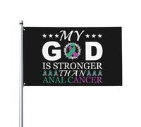 Bandiera 90X150cm, My God Is Stronger Than Anal Cancer Awareness Fighter Resistente alle Intemperie Bandiere Colori Vivaci Flag per All'aperto Conferenza Bar