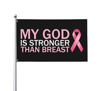 Bandiera 90X150cm, My God Is Stronger Than Breast Cancer Awareness Fighter Classica Bandiere da giardino Colori Vivaci Bandierine della Decorazione per Bar Conferenza All'aperto