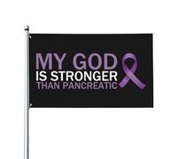 Bandiera 90X150cm, My God Is Stronger Than Pancreatic Cancer Awareness Fighter9 Resistente allo Scolorimento Bandiere da giardino Resistente alle Intemperie Flag per Esterno Interno Ristoranti