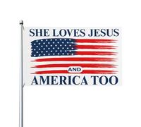 Bandiera 90X150cm, She Loves Jesus And America Too Colori Vivaci Bandiere da Balcone con Occhielli Flag per All'aperto Giardino Interno