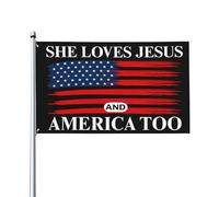 Bandiera 90X150cm, She Loves Jesus And America Too Durevole Bandiere da giardino Poliestere Flag per Giardino Balcone Ristoranti