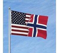 Bandiera 90X150cm, Torn Style American And Norway Decorative Bandiere da Balcone Resistente alle Intemperie Flag per Decorazione Interno Ristoranti