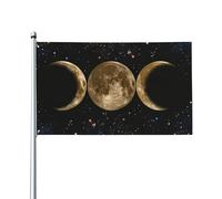 Bandiera 90X150cm, Triple Moon Goddess Wiccan Galaxy Doppia Cucitura Bandiere da giardino Resistente alle Intemperie Bandierine della Decorazione per Giardino Decorazione Esterno