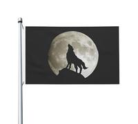 Bandiera 90X150cm, Wolf Howling at The Moon Decorative Bandiere da giardino Resistente allo Scolorimento Flag per Interno Decorazione Celebrazione