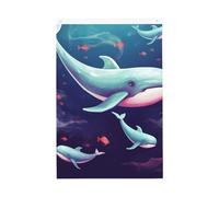 Bandiera a balena, 0,9 x 1,5 m, doppia faccia vibrante bandiere da giardino banner di benvenuto stagionale con occhielli in ottone decorazione sfondo foto per cortile, portico prato