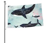 Bandiera a balena, 7,6 x 0,9 m, stampa su entrambi i lati, bandiere da giardino, bandiera da cortile per esterni, bandiere per vacanze, striscione regalo con occhielli per sfondo fotografico per