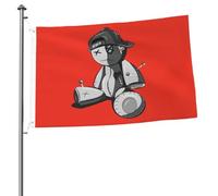Bandiera A Black And White Doll Wearing A Backward Facing Hat Bandiera Della Brezza Tessuto Da Esterno Rinforzata Striscione All'Aperto, Per Balcone, Eventi, Giardino, 90x150cm