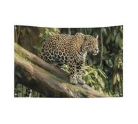 Bandiera a cascata con gatto sul tronco d'albero, 0,9 x 1,5 m, non sbiadisce, bandiera di benvenuto, giardino, cortile, casa, bandiera, decorazione per la casa