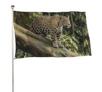 Bandiera a cascata con gatto sul tronco d'albero, 89 x 150 cm, stampa su entrambi i lati, bandiera decorativa da giardino, non sbiadisce, con occhielli in ottone, sfondo fotografico da appendere, per