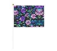 Bandiera a doppia faccia con camelia viola, 14 x 20,8 cm, per feste, eventi sportivi e tifosi