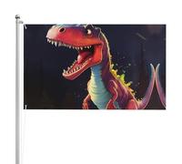Bandiera a doppia faccia con dinosauro dalla bocca grande 3 x 1,5 m. Bandiera esterna a triplo strato pesante su entrambi i lati, 0,9 x 1,5 m, striscione da giardino in poliestere.