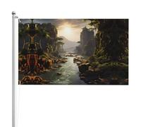 Bandiera a doppia faccia con montagne e fiumi, 0,9 x 1,5 m, bandiera da esterno a triplo strato pesante, 0,9 x 1,5 m, bandiera da giardino in poliestere.