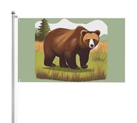 Bandiera a doppia faccia con orso bruno da 0,9 x 1,5 m. Bandiera esterna a triplo strato pesante su entrambi i lati, 0,9 x 1,5 m, striscione da giardino in poliestere.