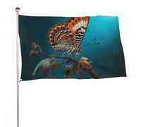 Bandiera a farfalla a luce blu, 89 x 150 cm, stampa su entrambi i lati, bandiera decorativa da giardino, non sbiadisce, con occhielli in ottone, sfondo fotografico da appendere, per interni ed esterni