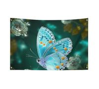 Bandiera a farfalla blu chiaro 61 x 88,9 cm nessuna dissolvenza bandiera di benvenuto giardino cortile casa bandiere decorative giardino cortile cartello interno esterno banner festa decorazione casa