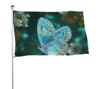 Bandiera a farfalla blu chiaro, 61 x 88,9 cm, stampa su entrambi i lati, bandiera decorativa da giardino, non sbiadisce, con occhielli in ottone da appendere, sfondo fotografico per interni ed esterni