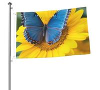 Bandiera a farfalla blu girasole 0,6 x 0,9 m stampa su entrambi i lati bandiere da giardino bandiera da cortile per esterni bandiere per vacanze banner regalo con occhielli sfondo fotografico per