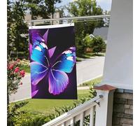 Bandiera a farfalla blu viola 0,6 x 0,9 m per esterni interni primavera estate autunno inverno bandiere da giardino con occhiello verticale su entrambi i lati bandiere per feste banner per decorazioni