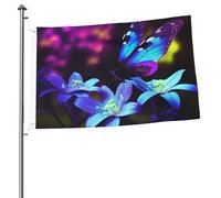 Bandiera a farfalla con fiori blu viola da 0,8 x 0,9 m stampa su entrambi i lati bandiere da giardino bandiera da cortile per esterni bandiere regalo banner con occhielli sfondo fotografico per