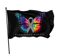 Bandiera a farfalla con nastro per la consapevolezza del Parkinson, 3x5 piedi, con due occhielli in ottone, doppia cucitura, colore vivido, anti-scolorimento
