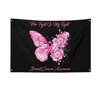 Bandiera a farfalla con nastro rosa per la lotta contro il cancro al seno, 3x5 piedi, striscione da giardino con 4 fori, decorazione per interni ed esterni.