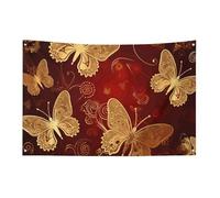 Bandiera a farfalla dorata con cuori di San Valentino con 4 occhielli, bandiere su un lato in poliestere resistente, striscioni resistenti alle intemperie per dormitori, feste, riprese, festival