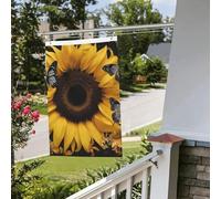 Bandiera a farfalla e girasole, 6 x 90 cm, per interni ed esterni, primavera, estate, autunno, inverno, giardino, bandierine con occhiello verticale su entrambi i lati, bandiere per le vacanze per