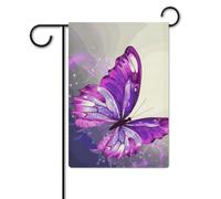 Bandiera a farfalla viola 30,5 x 45,7 cm in poliestere a doppia faccia bandiere da giardino di benvenuto bandiere banner decorazione esterna per cortile portico prato