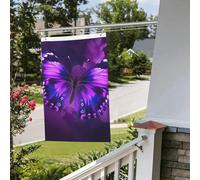 Bandiera a farfalla viola, 6 x 90 cm, per esterni e interni, primavera, estate, autunno, inverno, da giardino, con occhiello, verticale, su entrambi i lati, per decorazioni da cortile