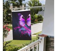 Bandiera a farfalla viola, 6 x 90 cm, per esterni e interni, primavera, estate, autunno, inverno, da giardino, con occhiello, verticale, su entrambi i lati, per decorazioni da cortile