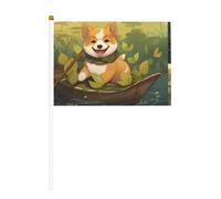 Bandiera a forma di cane seduto stampata su entrambi i lati, 14 x 20,8 cm, adatta per attività di squadra di tifo