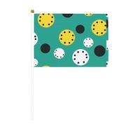 Bandiera a forma di cerchio maculato in dieci pezzi stampata su entrambi i lati, 14 x 20,8 cm, adatta per attività di squadra tifosi