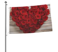 Bandiera a forma di cuore con rose da 0,9 x 0,9 m, stampa su entrambi i lati, bandiere da giardino, bandiera da cortile per esterni, bandiere per vacanze, banner regalo con occhielli sfondo