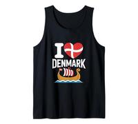 Bandiera a Forma di Cuore della Nave vichinga I Love Denmark Canotta