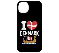 Bandiera a forma di cuore della nave vichinga I Love Denmark Custodia per iPhone 14 Plus