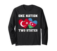Bandiera a forma di cuore di una nazione, due stati, Turchia, Azerbaigian Maglia a Manica