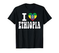 Bandiera a Forma di Cuore I Love Ethiopia, Souvenir da Viaggio retrò Maglietta