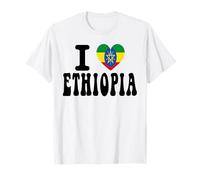 Bandiera a Forma di Cuore I Love Ethiopia, Souvenir da Viaggio retrò Maglietta