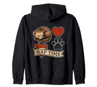 Bandiera a Forma di Cuore Nap Time Ferret Felpa con Cappuccio